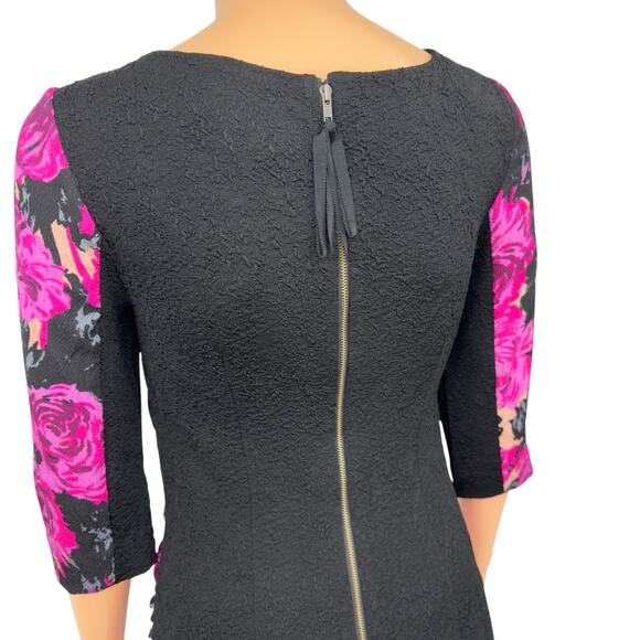 Tracy Reese Womens Textured Silk Jacquard Cocktail Dress 6 Fuchsia Pink Floral - Picture 13 of 16